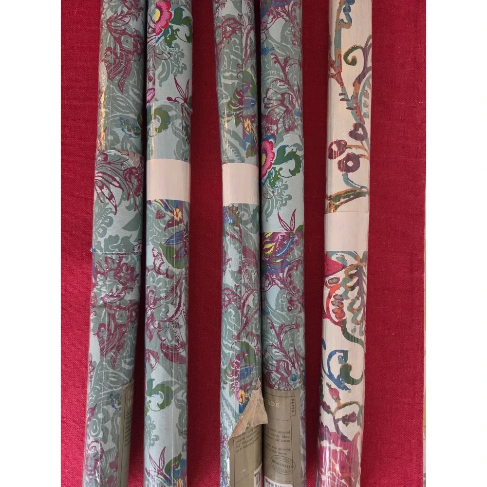 World Market Handmade Wrapping Paper 5 Rolls 21x30 Blue Floral Unique Present